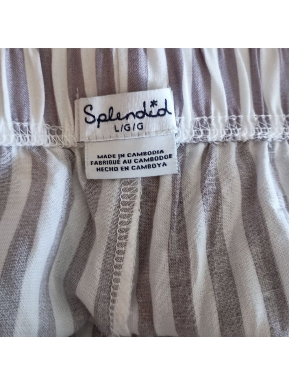 Splendid Angie Wide Leg Pants High Rise Striped Womens Size L Pull On - Picture 6 of 6